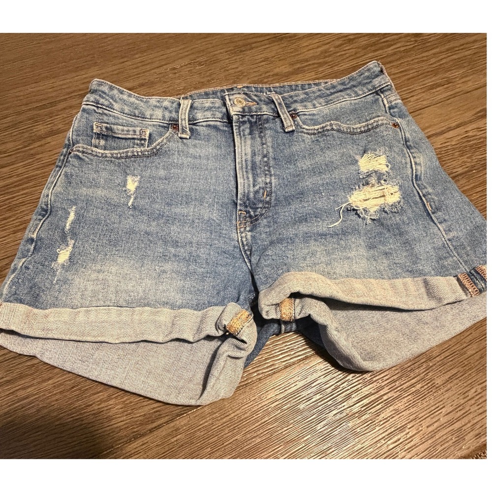 Old Navy OG Short Womens 8 High Rise Distressed Cuffed Denim Light Wash Jean